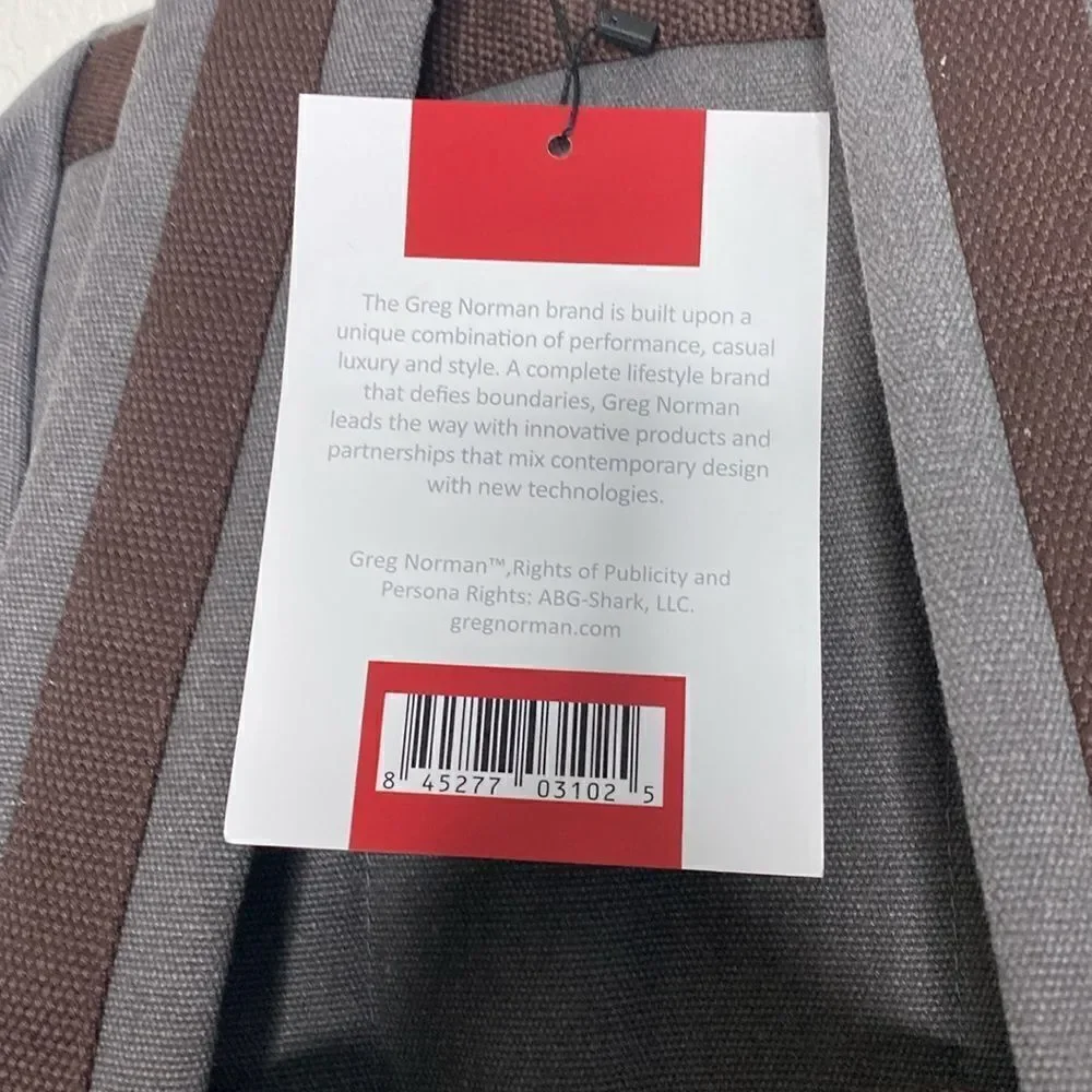 Greg Norman The Refined Traveler Canvas Backpack NWT
